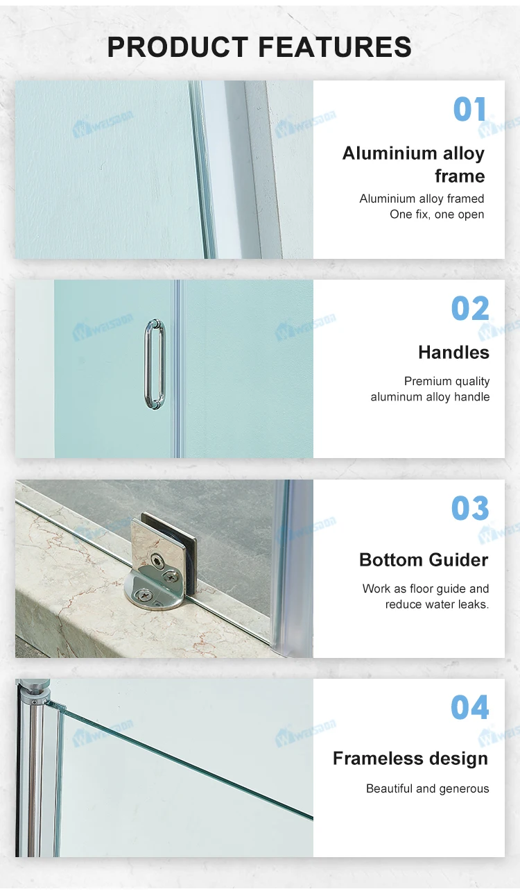 Weisdon Factory Direct Aluminum Alloy Pivot Shower Door Framed Tempered