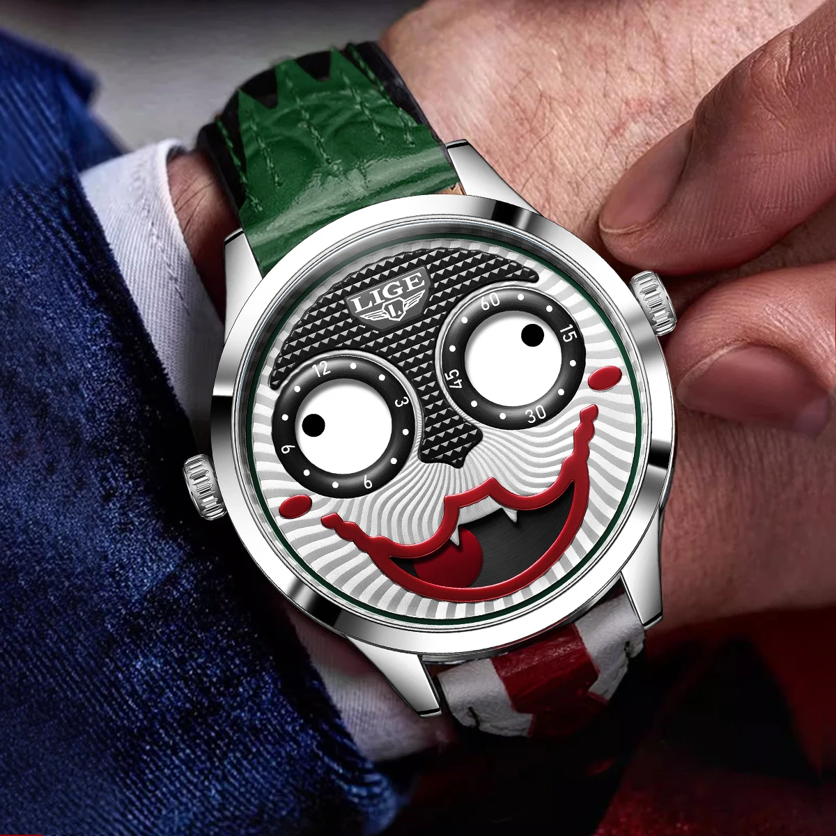 LIGE LG89160 Men's Quartz Watch - Unique Clown Dial, Sport Style