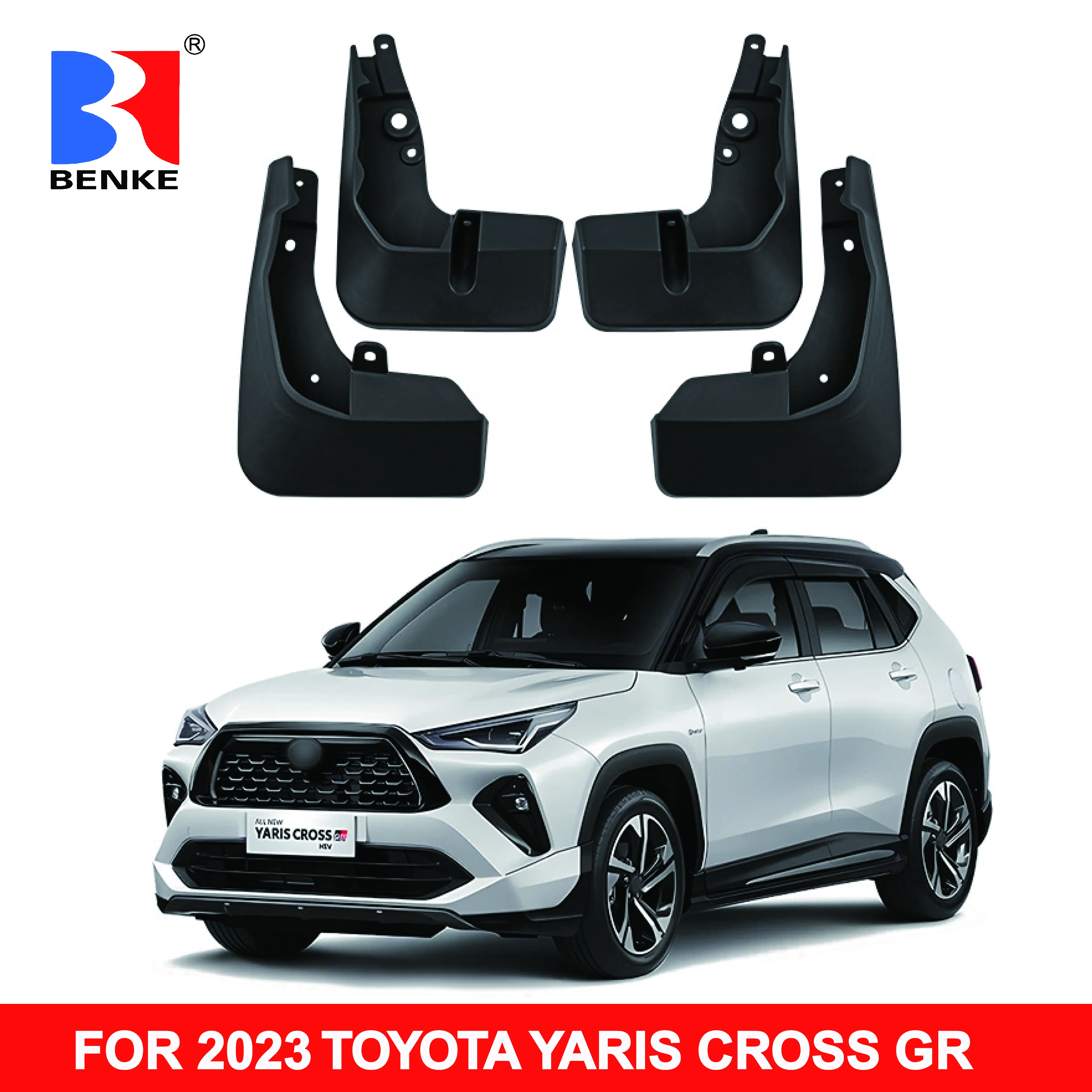 TOROM Bavettes Garde-Boue Toyota Yaris Cross Non GR 2023-2024 – 4 Pièces Avant/Arrière