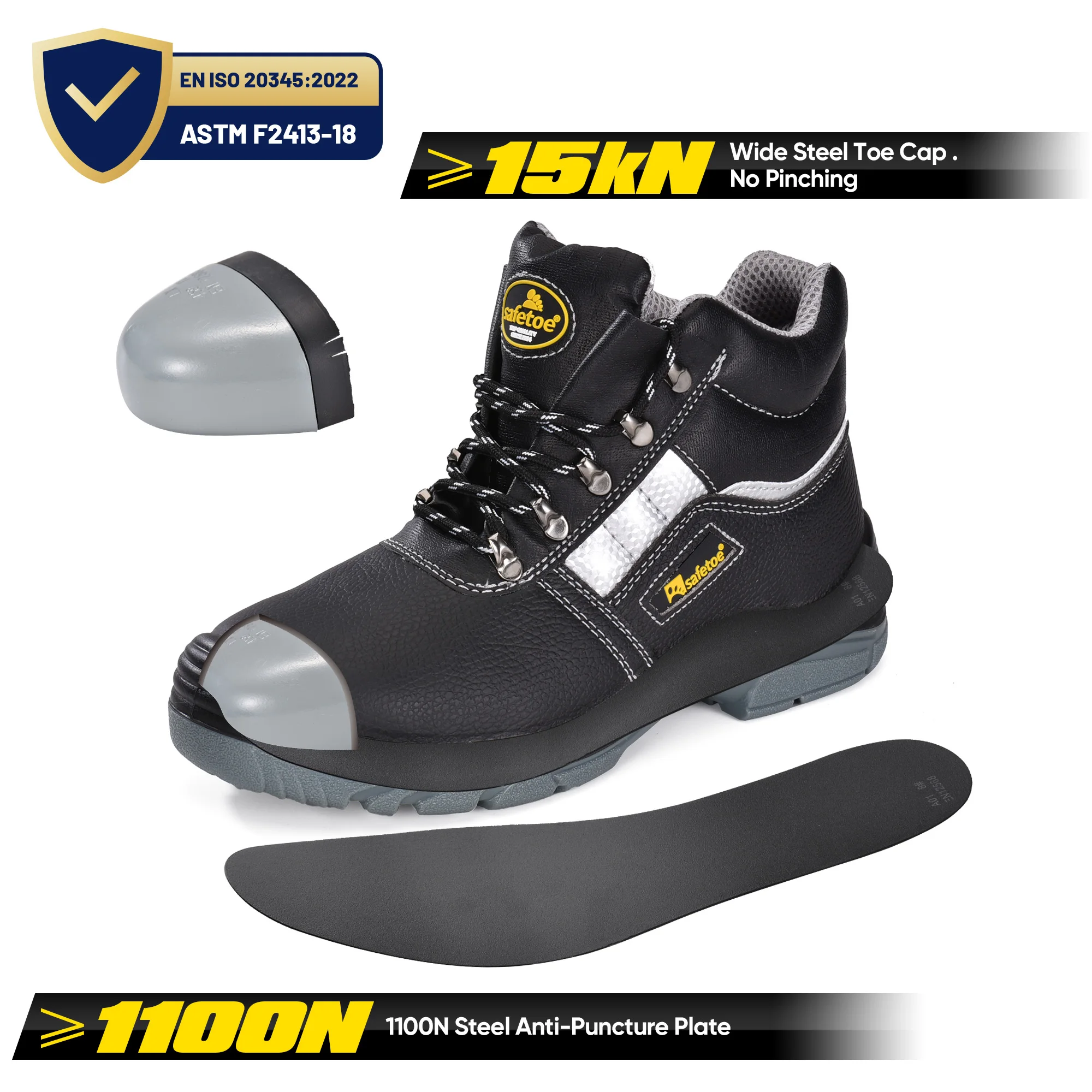 CE Approved  S3 SRC Rated Safety Work Boots with CE VortiGard Steel Toe Certificate