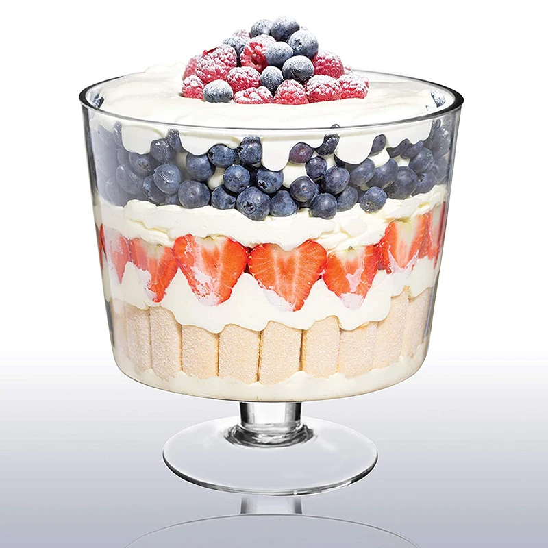 Large Clear 20cm Serving Bowls Desert Sundae Footed Glass Trifle Bowl