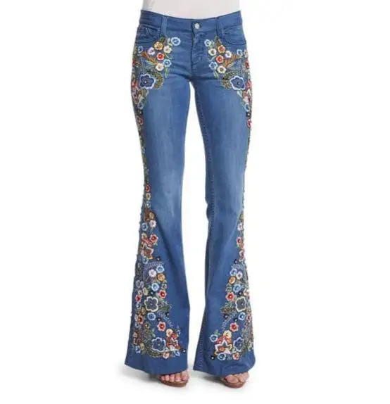 Wholesale Women Flared Jeans Ladies Wide Leg Denim Pants Women High Waist Bell Bottoms Jeans