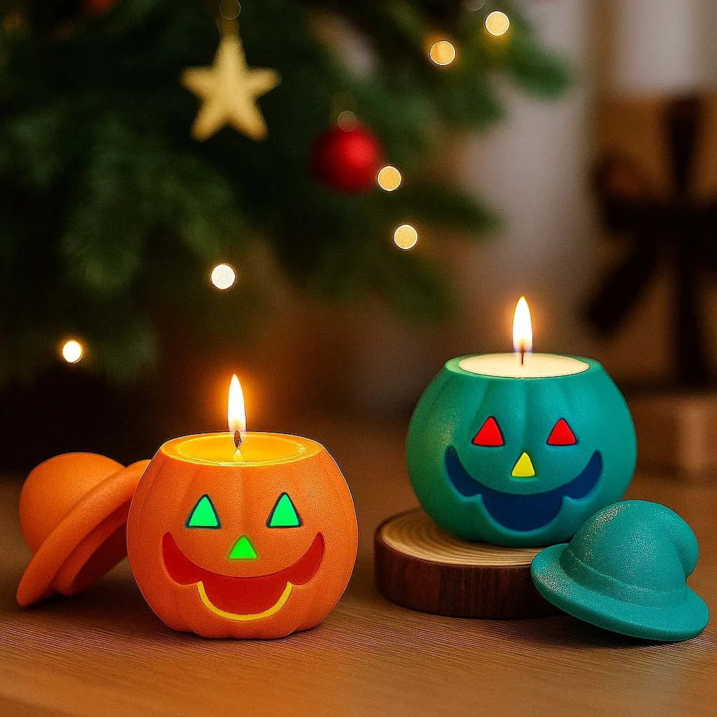 Halloween Creative DIY Silicone Resin Crystal Drop Pumpkin Candle Cute Cartoon Ornaments for Holiday Gifts Cake Tools factory
