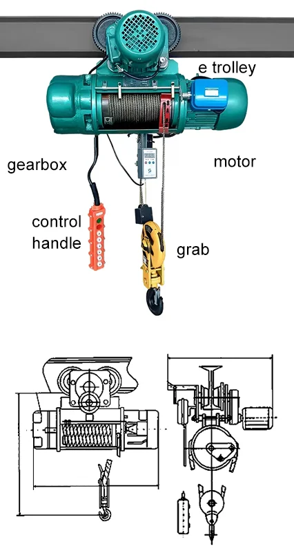 10 Ton Electric Cable Hoist for crane lifting