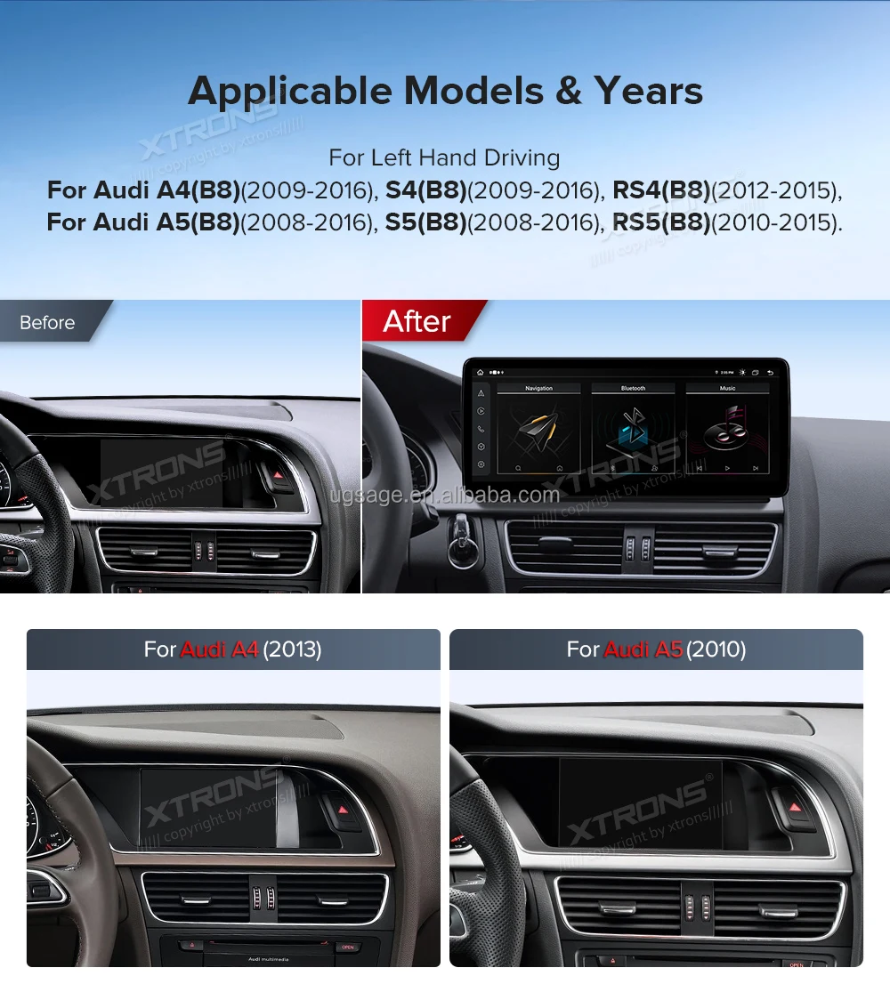 12.3インチ アウディ A4 A5 S5 B8 ほんと 2008-2010 アンドロイドナビ 