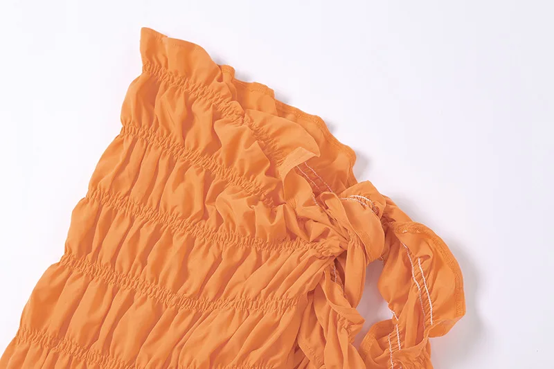 New Women Casual Dresses Sexy Ruffles Wrap Orange Skirt Party Dress Summer Clothing Fashion 2021FD96879105