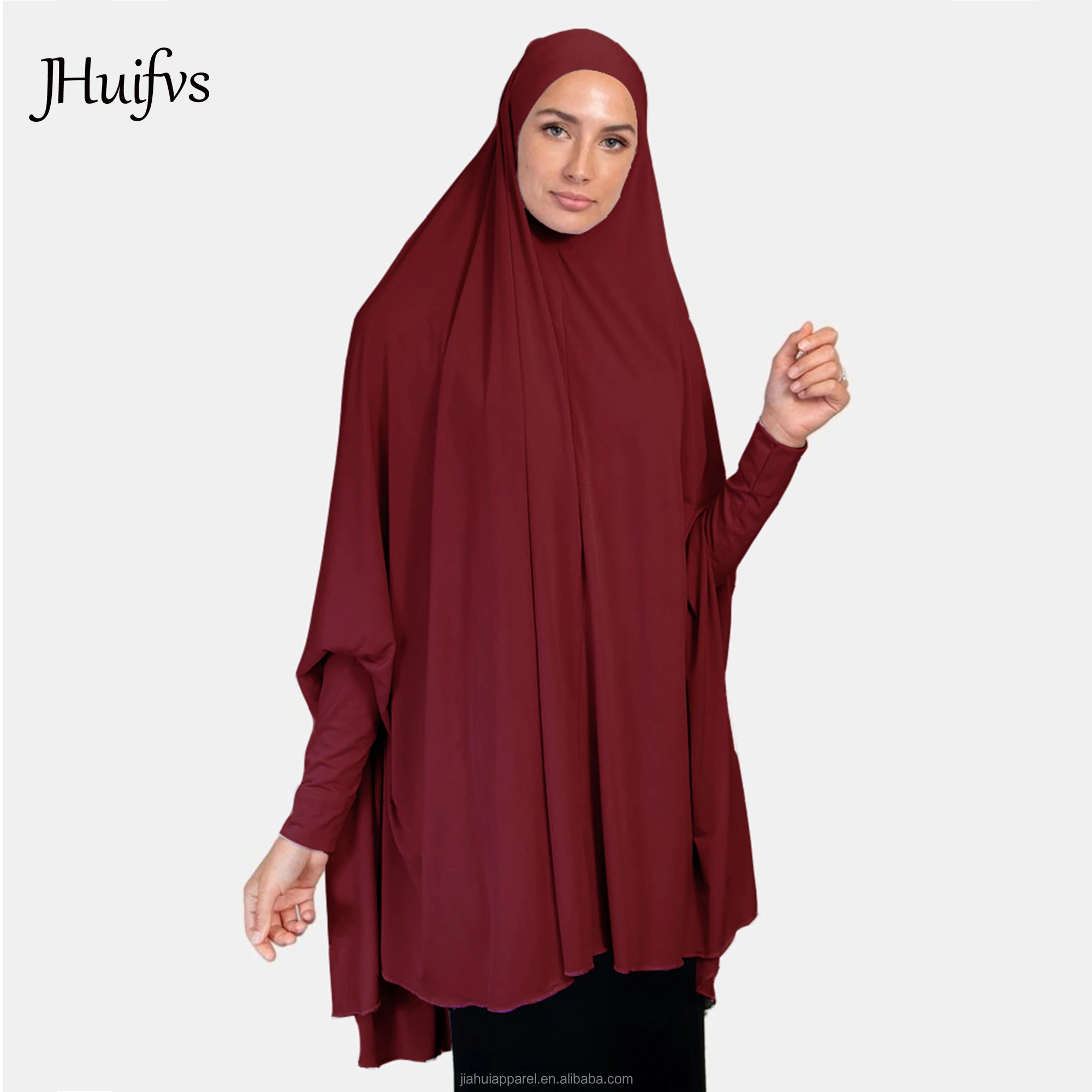 Nero Jilbab Hijab Khimar Musulmano Abaya Vestito Overhead 