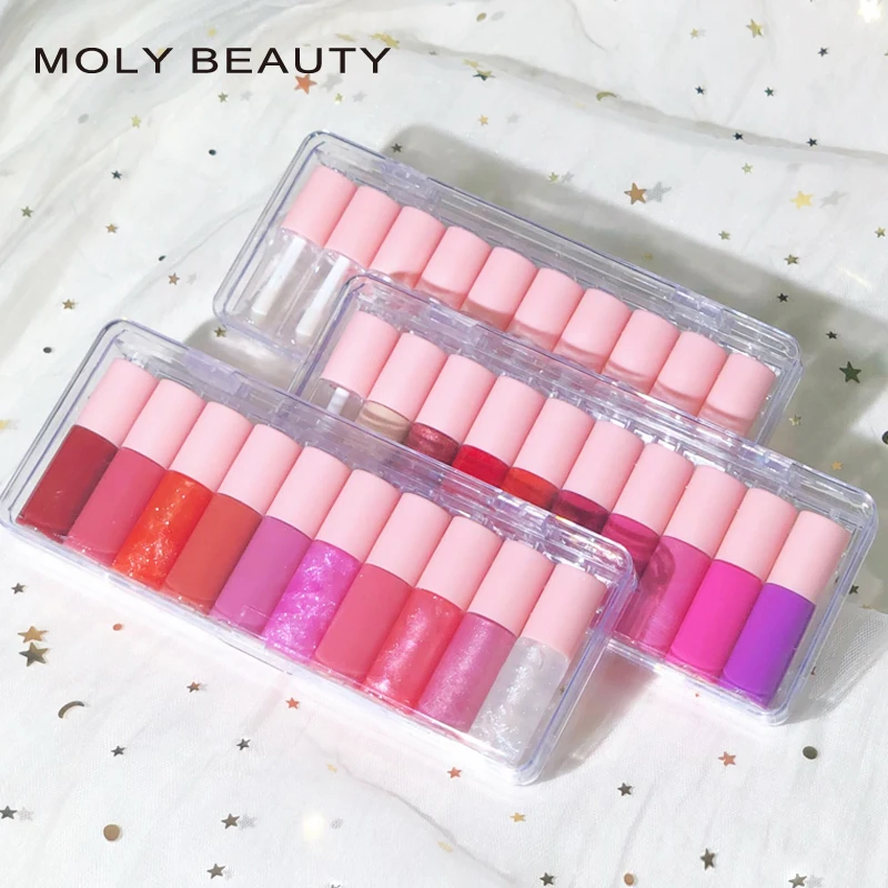 Mini Lip Gloss Set No logo Matte Glossy Lipgloss Private Label pink Cosmetics Lipgloss