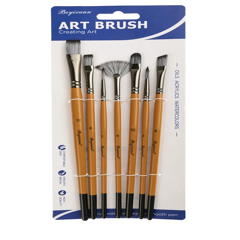 Прямая поставка с фабрики деревянная ручка нейлоновый набор кистей для акриловой масляной живописи