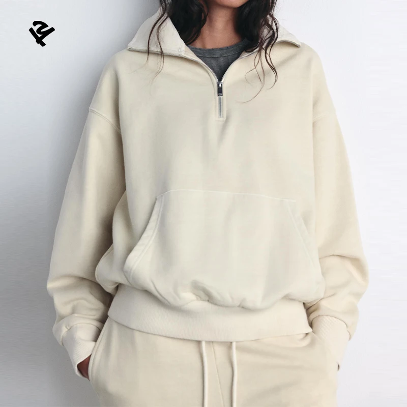 F240609 Women Piece Outfits Sweatsuit Lounge Set Half Zip