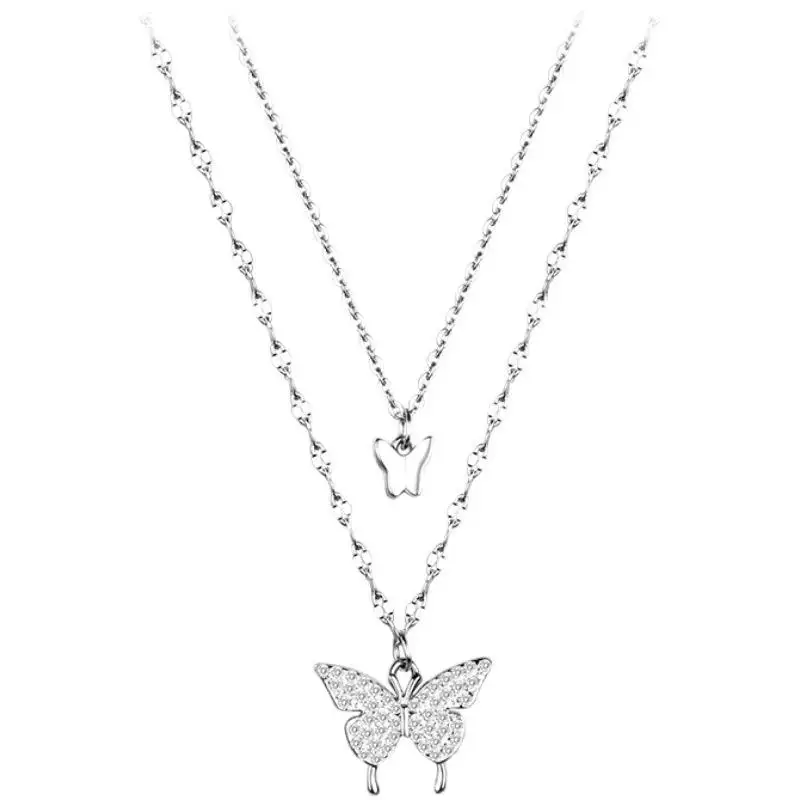 Fashion Necklace For Women Simple Personality Alloy Encrusted Double