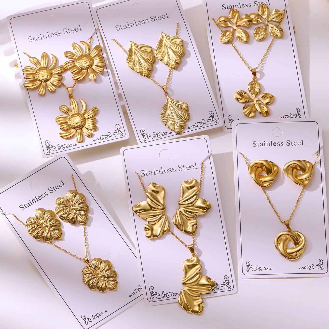 2026 New Women's European American Fashion 304 Stainless Steel Marine Life Design Office/Career Set Colorfast Earrings Jewelry