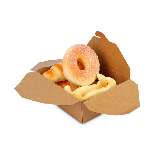 Factory Price Customized Snack Takeaway Lunch Paper Box Fast Food Kraft Paper Box Oil Proofing Box supplier