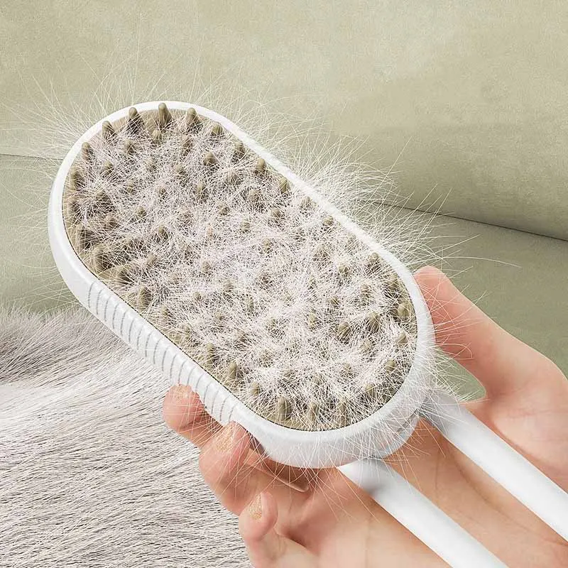 Cat Dog Pet Spray Massage Comb Anti Flying Bath Brush Hair Removal 3 In1 Cat Steamy Brush Self Cleaning Cat Steamer