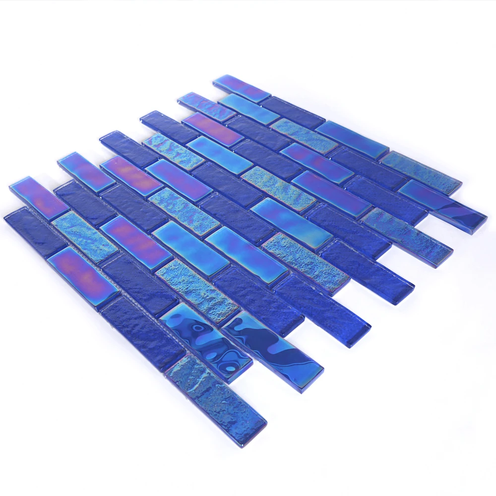 Aqua Gallery Wall Blue Glass Blend Mosaic for Swimming Pool Mosaic Tile Kitchen Bathroom Decorations  Crystal Glass Mosaic