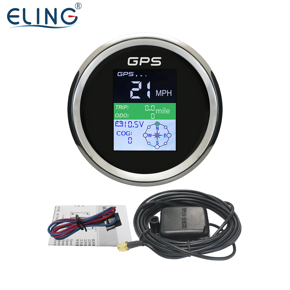 ELING 85mm Digital Speedometer TFT Screen With Trip Course Over Ground Voltmeter Odometer for Cars Tractors Vans Speedboats