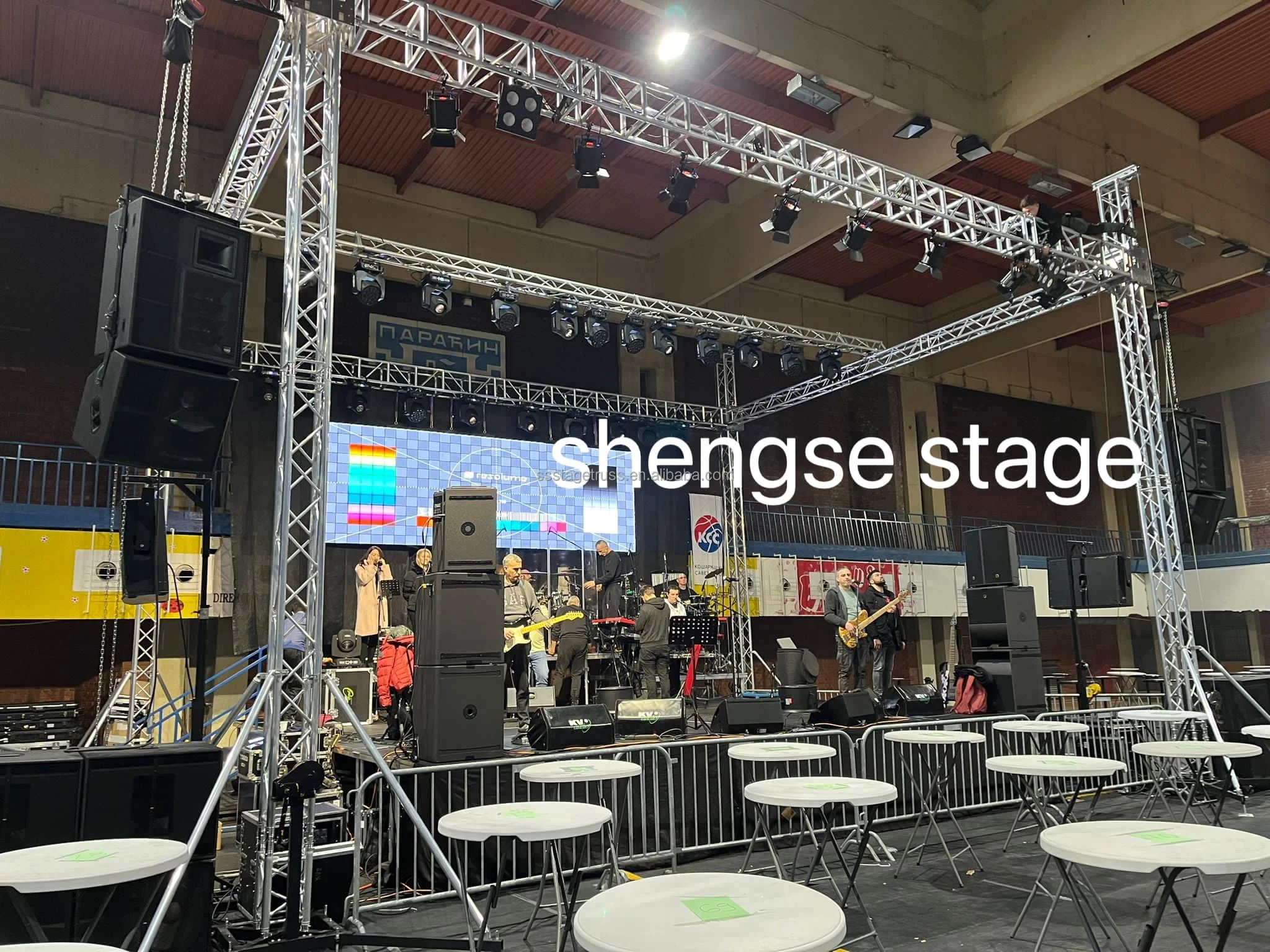 product aluminum square stage truss big vice tube fixed bolt truss display for dj light truss stand system for sale-3