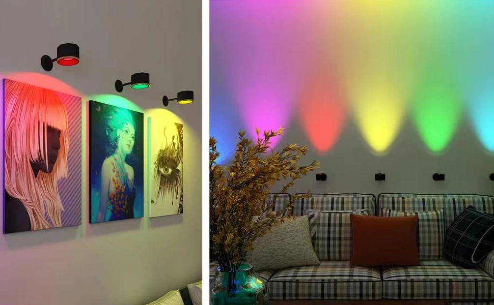 product wireless rechargeable battery picture painting art light stick on wall sconce rotate rgb colors changing reading light-42