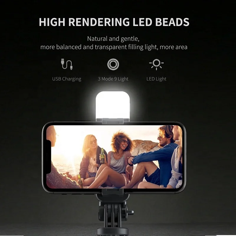 L02s Extendable Wireless Remote Control LED Fill Light Monopod Selfie Stick Tripod for Smartphone