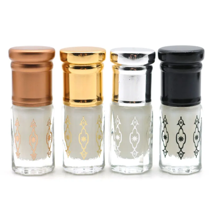 3ml 6ml 12ml Arabic Empty Octagon Gold Screw Cap Bottles Glass Bottle Vial Perfume Attar Essential Oil Oud