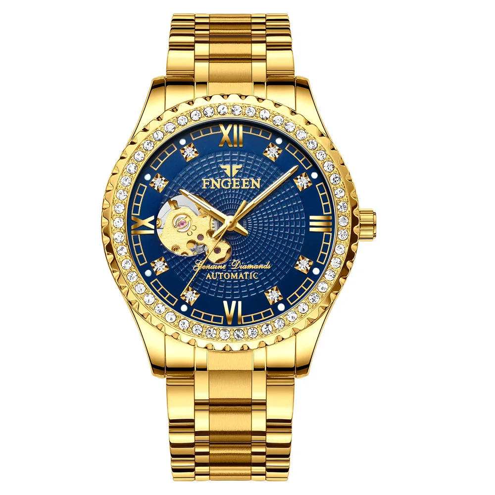 Golden Luminous Skeleton Men's Automatic Watch