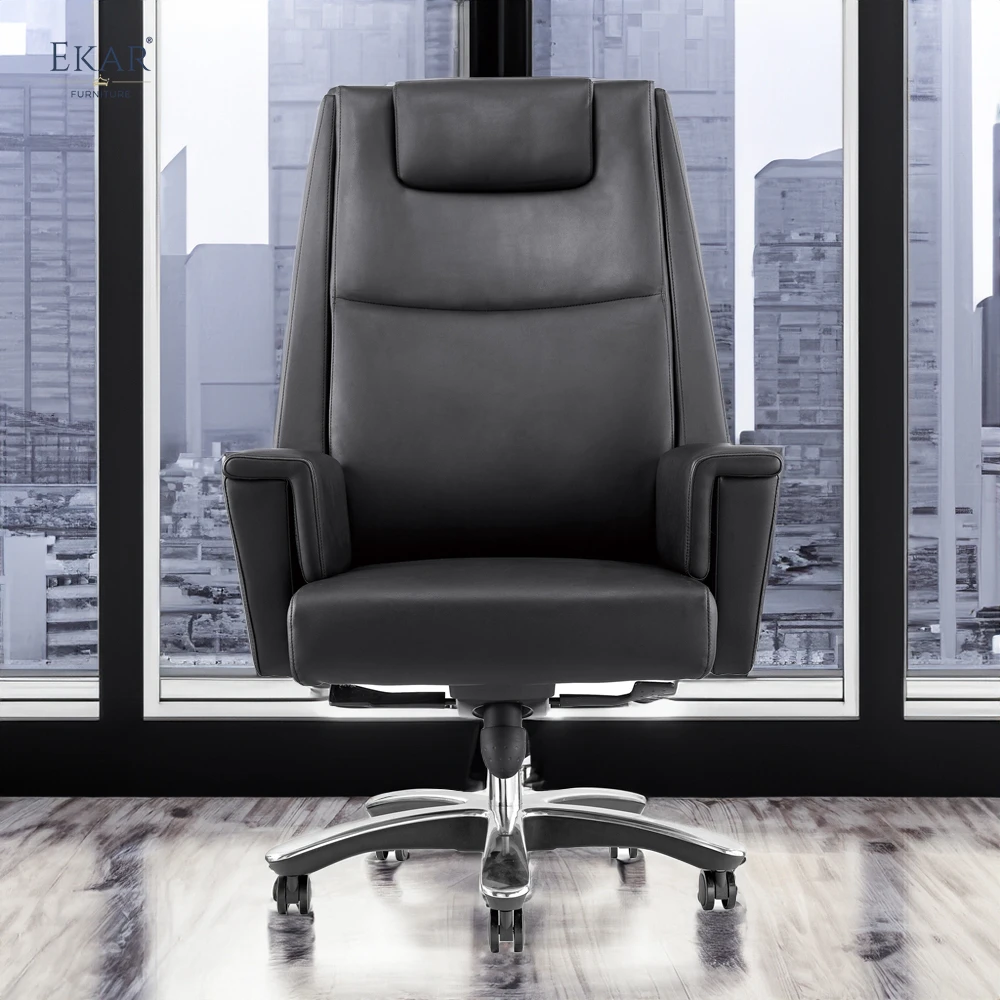 Premium Top-Grain Leather Office Chair with Padded Armrests  Ultimate Executive Comfort details