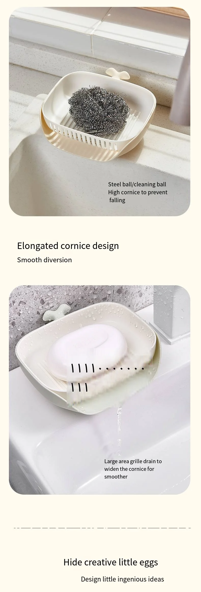 Whale soap box Household countertop bathroom large light luxury soap drain box multi-functional kitchen drain storage factory