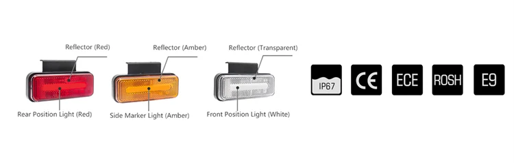 MelTruck® 2 luci LED bianche con riflettore E9, Indicatore di