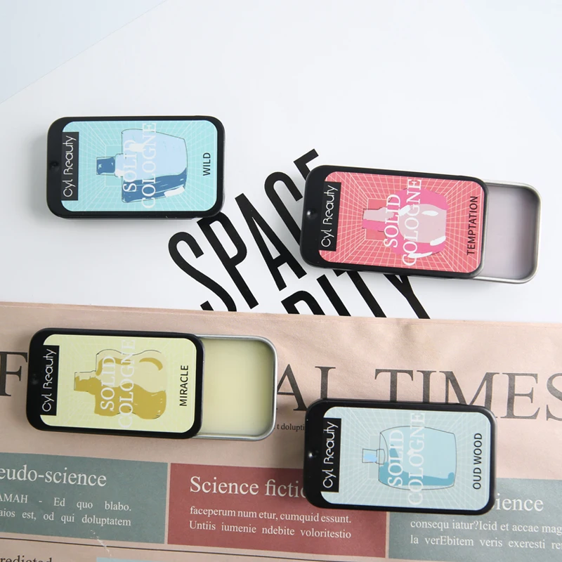 Пользовательский 100% натуральный ароматический бальзам Портативный Женский твердый одеколон фирменная Марка долговечный металлический бокс Мужской Твердый парфюм