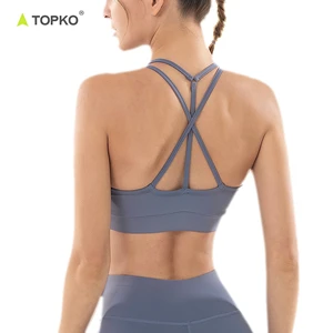 TOPKO Wholesale High Quality Pure Color Backless Private Label Fashionable Sports Bra