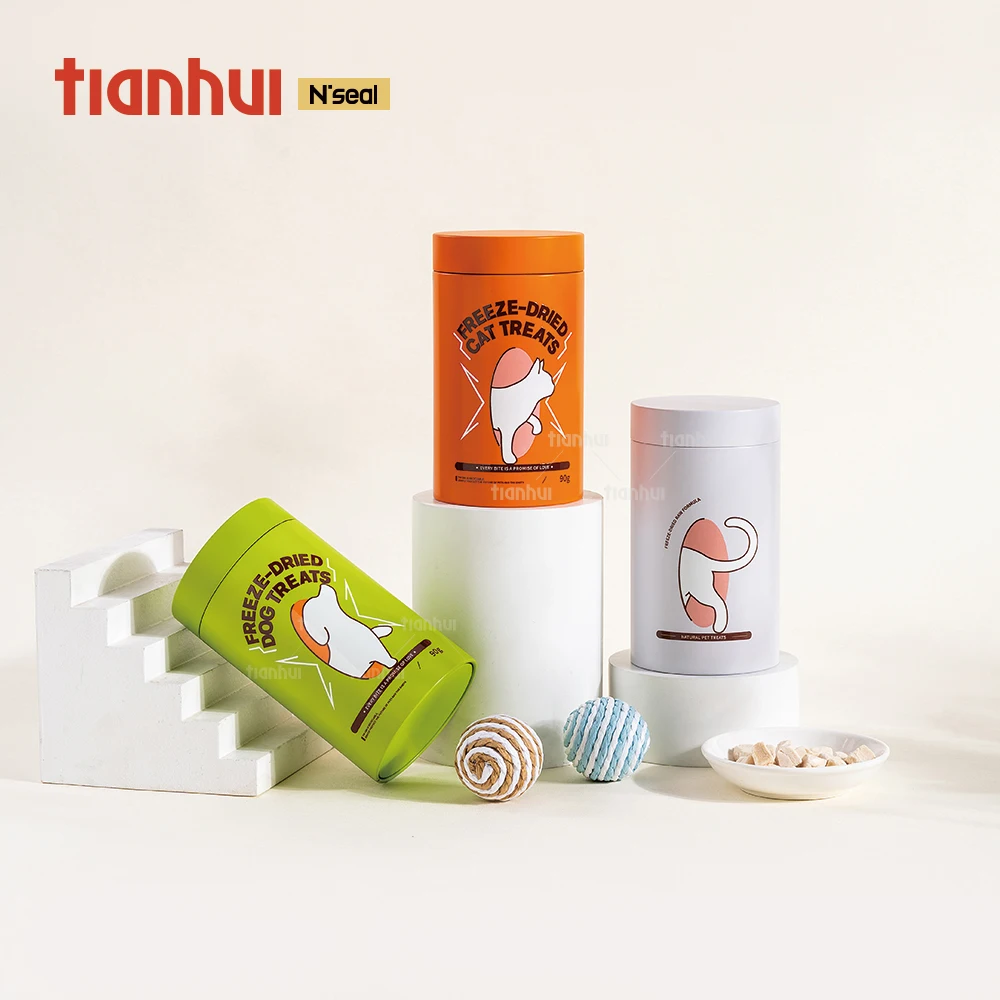 Boîte de rangement étanche Tianhui pour friandises de compagnie, contenant en tôle personnalisable pour fournitures alimentaires pour animaux