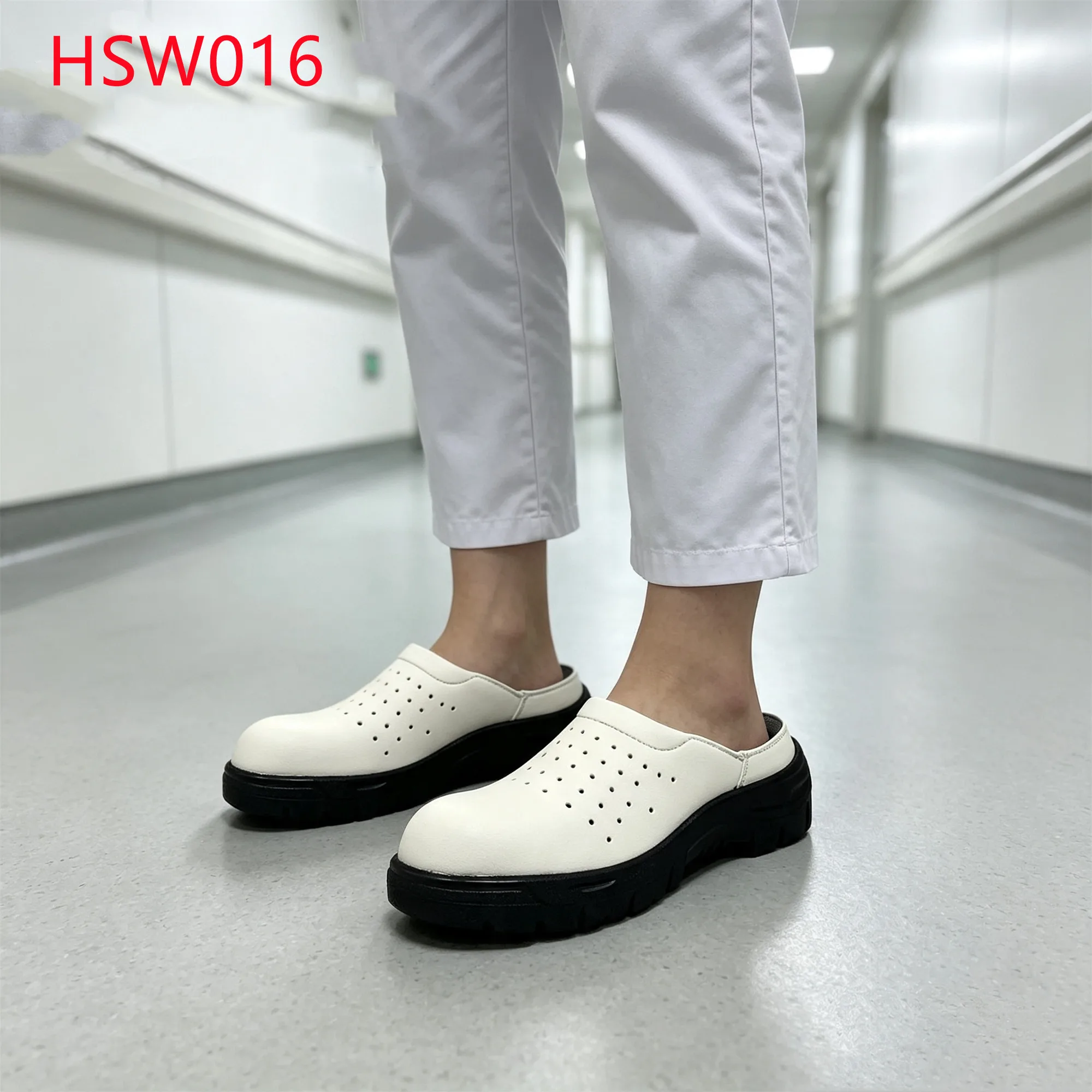 LXG,Medical Staff air Hole Design Hua Singh White Safety Clogs Elderly Care Facility Open Heel Odorless Work slippers HSW016