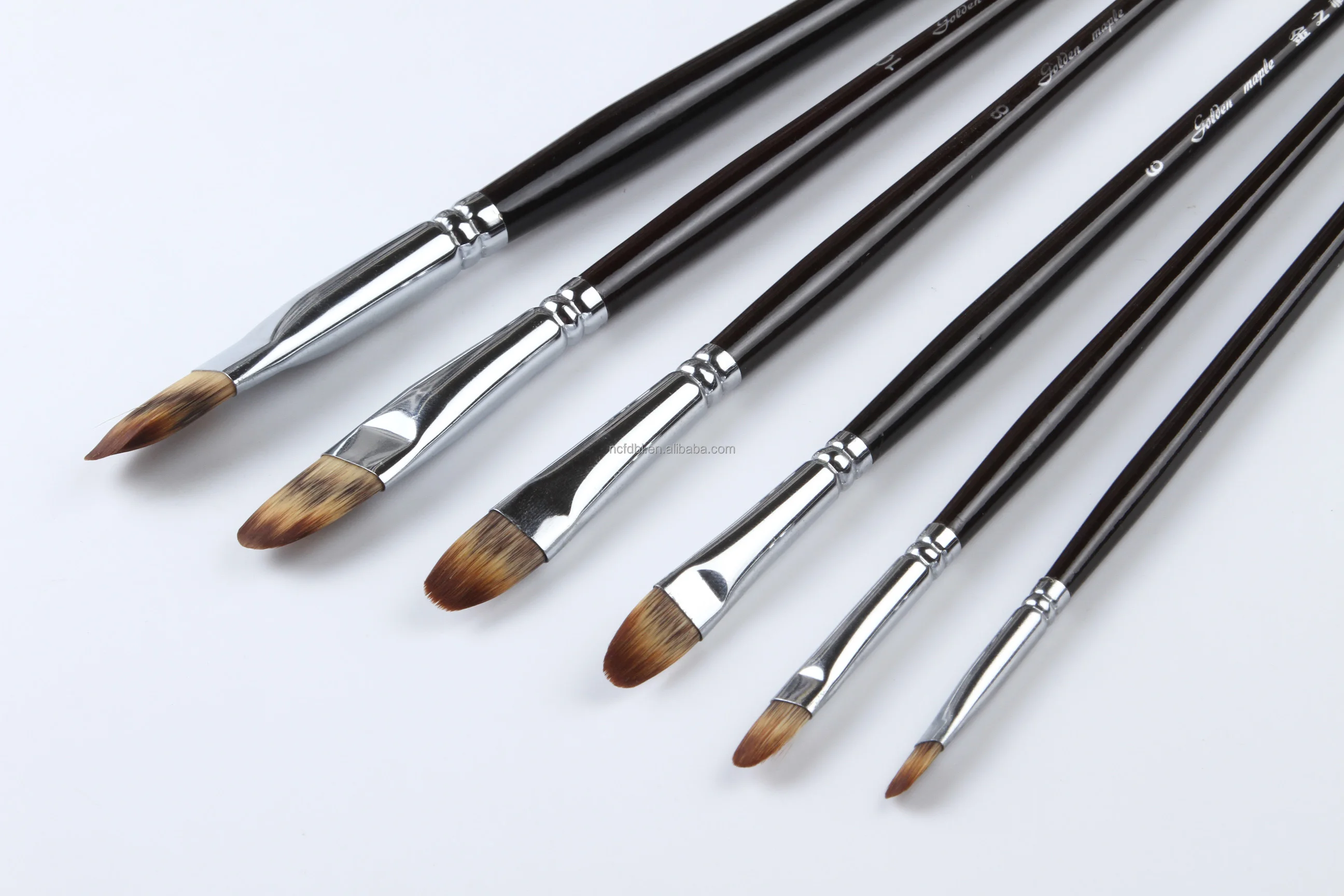 6pc艺术画笔设置丙烯酸水彩油漆大画笔绘画三色合成的刷子