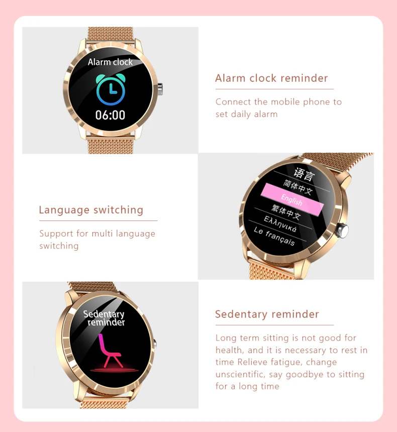 Steel Gold Smartwatch Q8L Blood Pressure Heart Rate Sport Smart Watch for Women Men Smartwatch (15).jpg