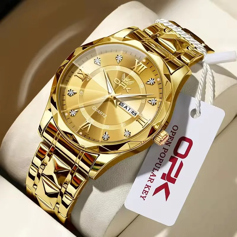 OPK 6023 Fashion Luxury Gold Watch Men Sport Quartz Wristwatch