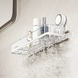 Punch-Free Wall-Mounted Toilet Washbasin Cosmetics Storage Rack Suction Cup Bathroom Punch-Free Wall-Mounted Storage