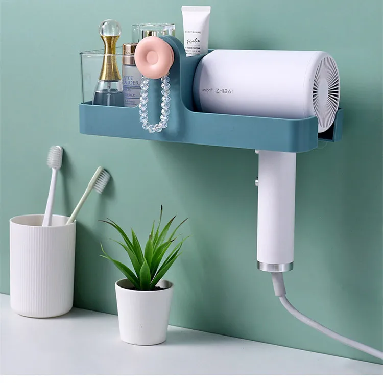Multifunctional Bathroom Wall Rack No-punch Holder Plastic Hair Dryer Storage Stande