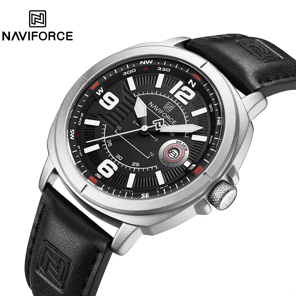 NAVIFORCE 8078 Men's Quartz Watch with Leather Band