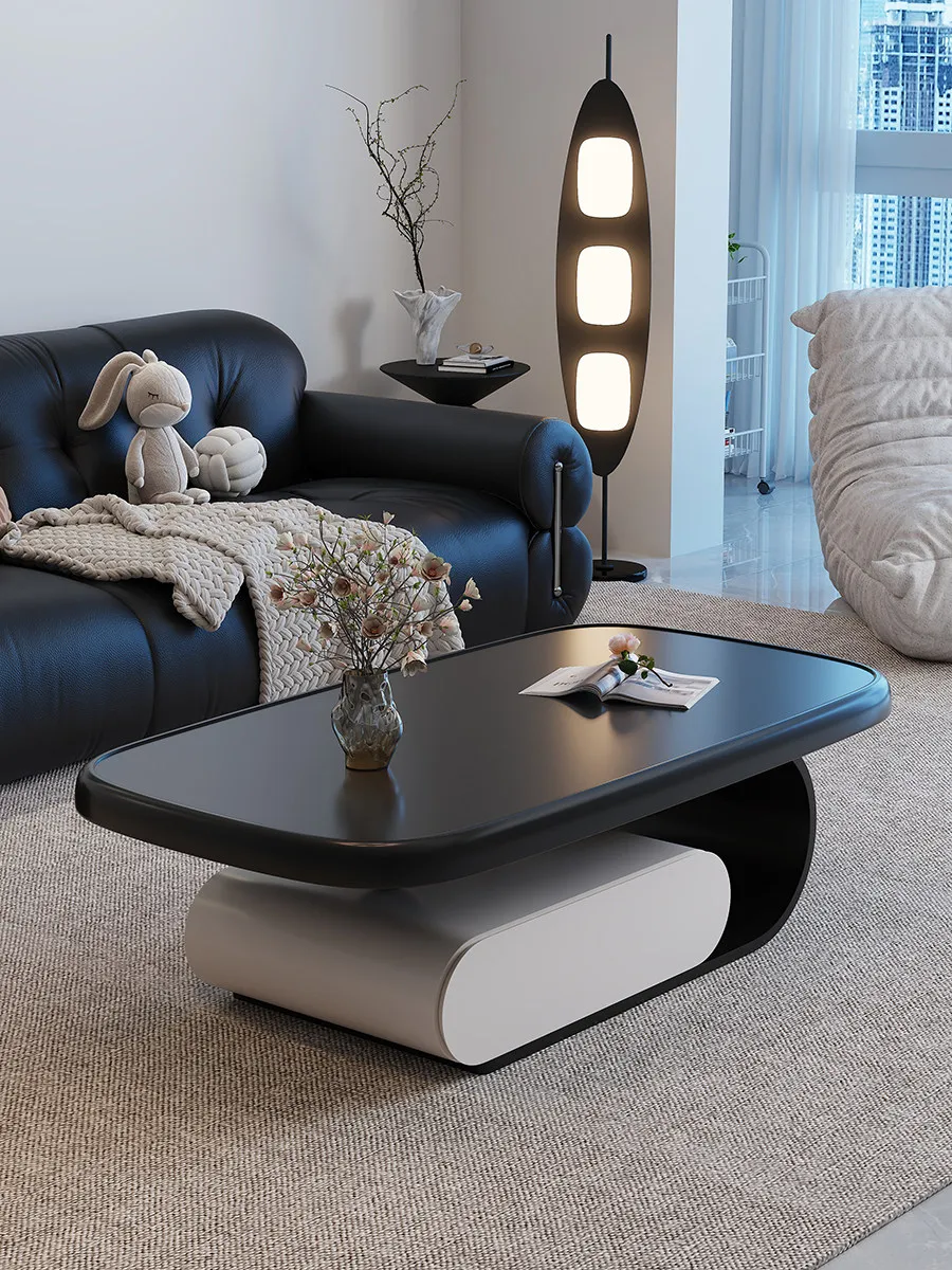 Contemporary TV Cabinet Coffee Table Smooth Curved Surface