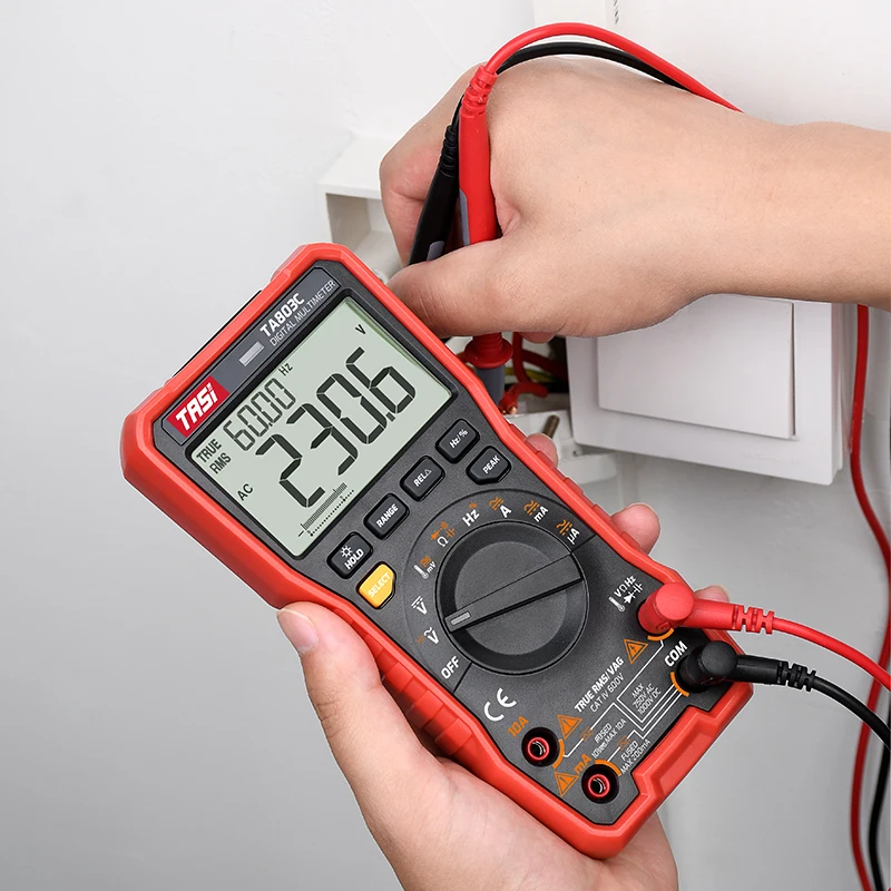Tasi TA803B Digital Multimeter - Auto-Ranging Voltage Tester for AC/DC, Resistance, and Continuity Frequency Measurement