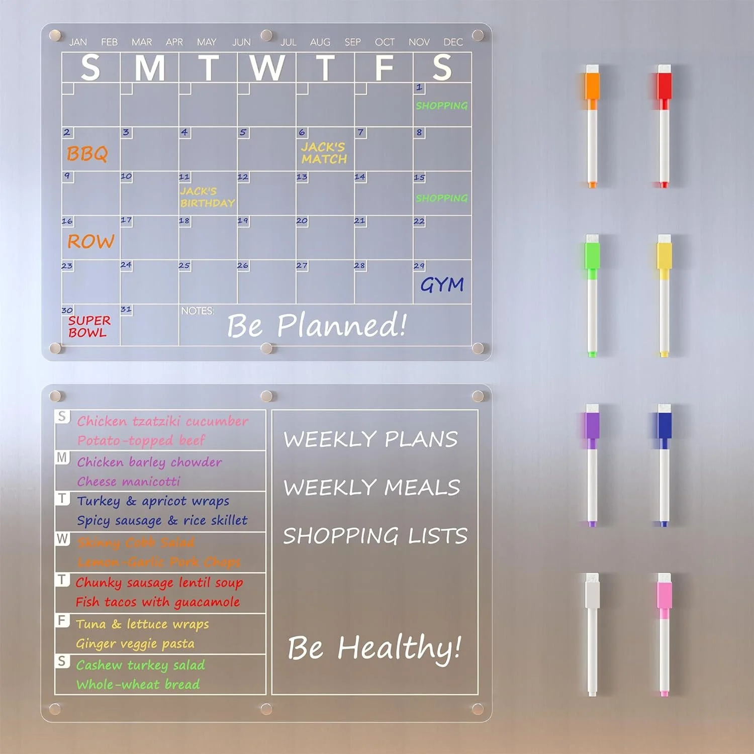 Best-Selling Magnetic Planner Memo Fridge Sticker Simple Strong Magnetic Transparent Acrylic UV Printed Calendar Whiteboard Dry