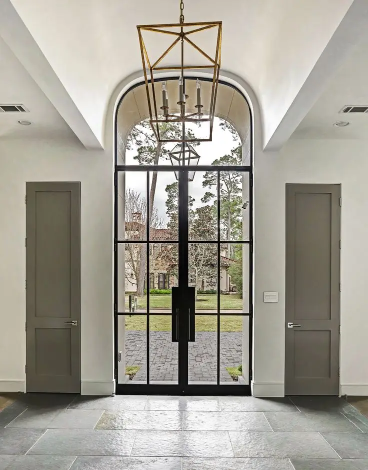 Beautiful Arched Steel Doors with Fluted Glass Design
