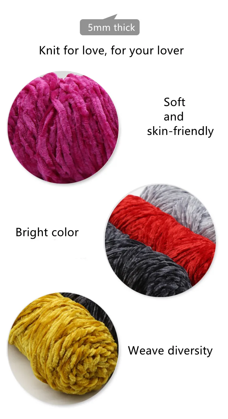Dimuni Wholesale Textile 100g Dyed Wool Crochet Fancy Velvet Yarn 100