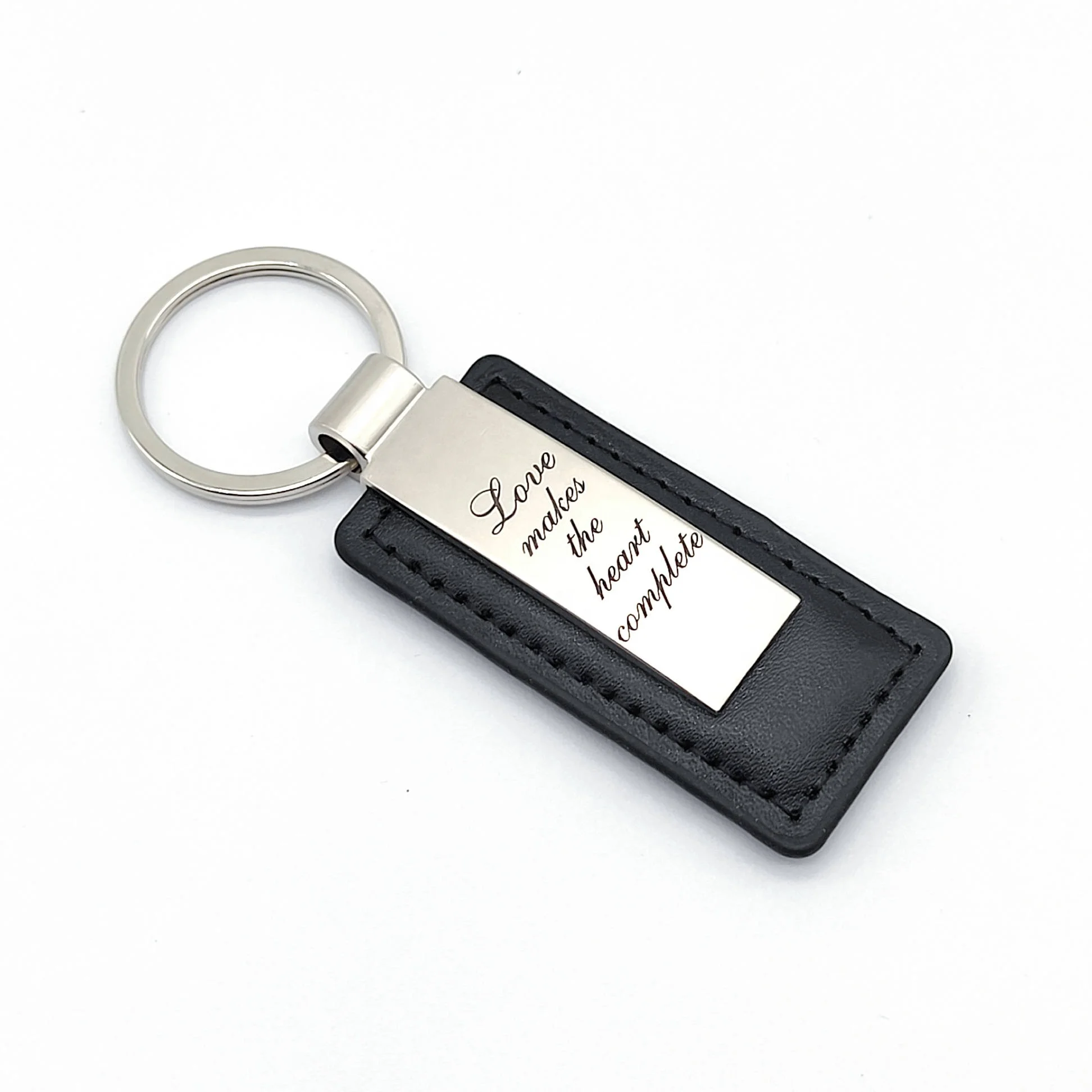 Custom Logo Metal Car Key Tag Leather Chain Key Ring Keyring Laser LOGO Pu Leather Keychains Llavero Personalizado