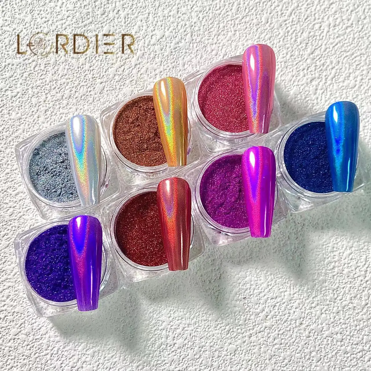 Acrylic Powder Multi Color Fashional Mirror Effect Aluminium Powder Colorful Holographic Powder Cat Eye Nail Polish