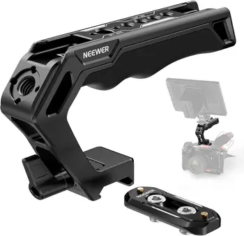 NEEWER Top Handle and NATO Rail Kit, Comfort Silicone Grip with Quick Release NATO Clamp, 3 Cold Shoes and 1/4" 3/8" ARRI