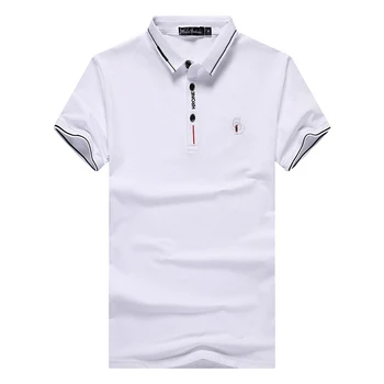 Top Quality and Hot Selling Man Fashion Cotton Plain Collar Polo Short Sleeve T-shirt_149#White