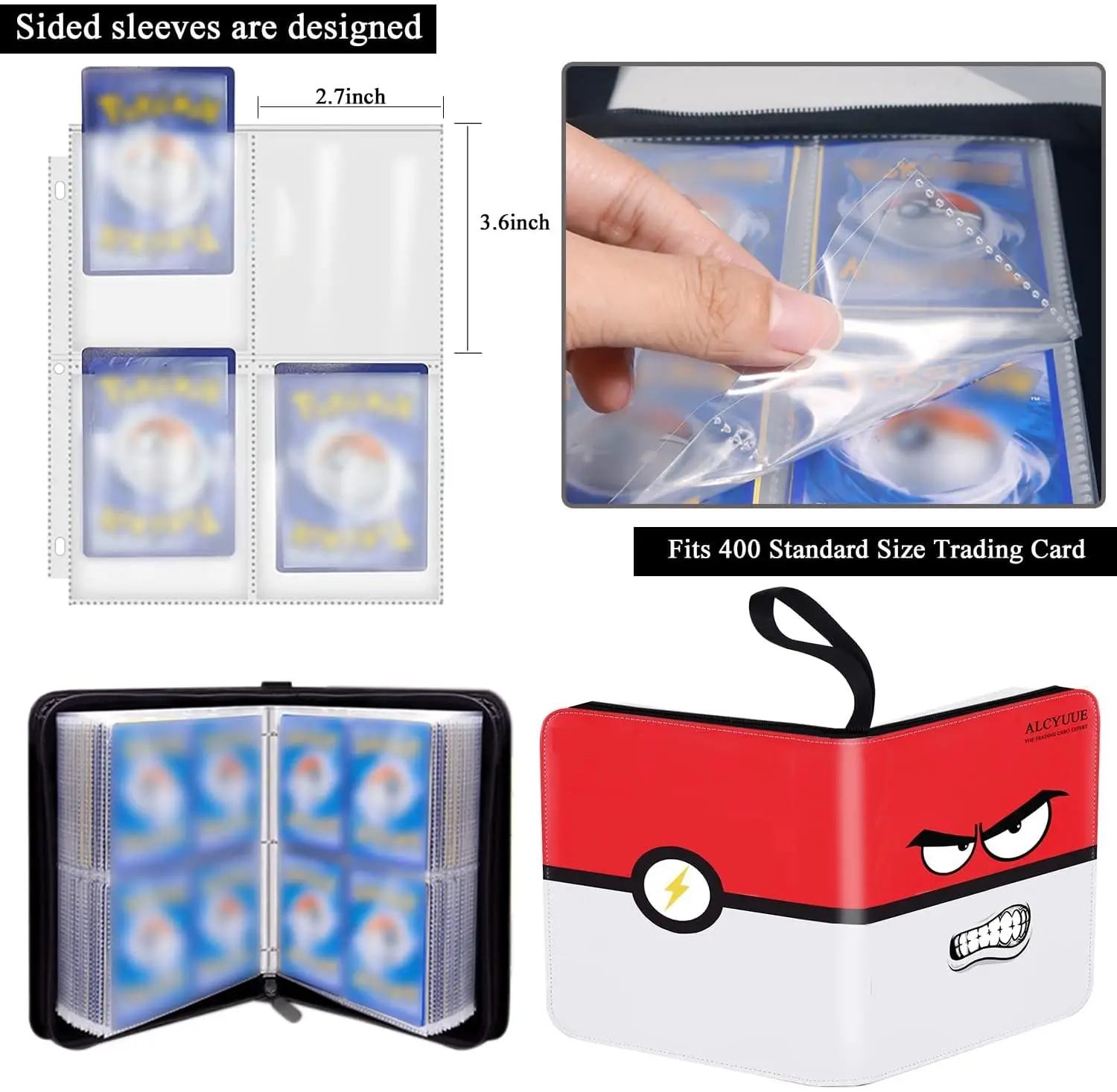 Voltorb Card Binder Leather Card Collection 2023 Poke Mon Game Card Holder Folder
