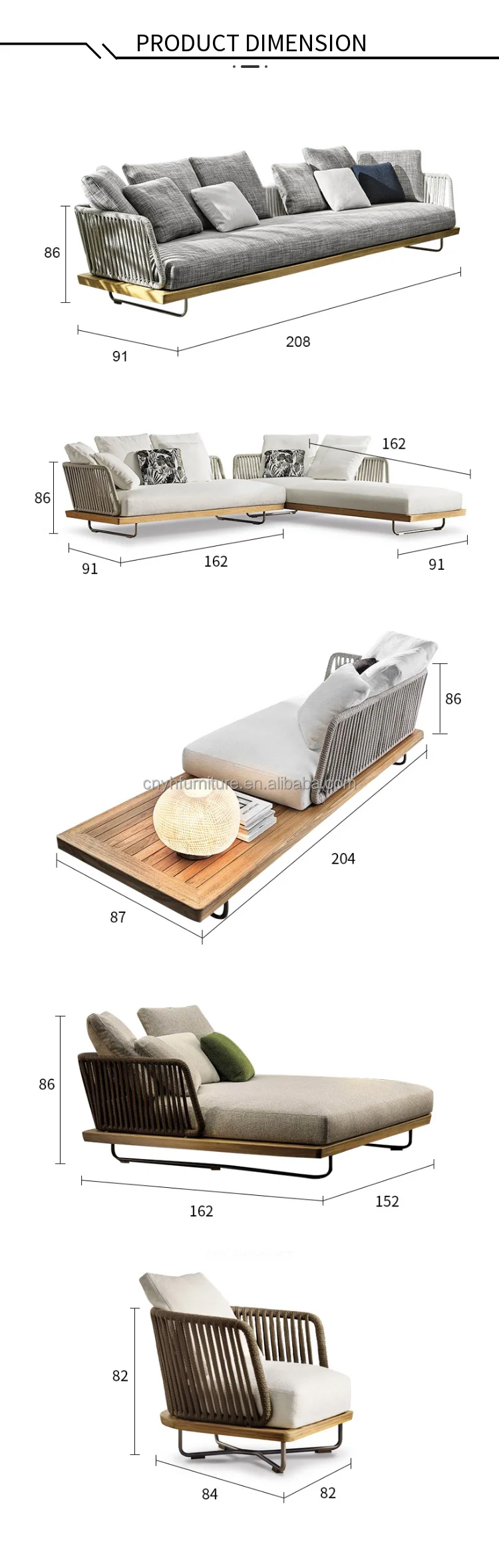 Sofa Outdoor Garden Furniture Plus Size Lounge Sets Outdoor Wooden Large Luxury Outdoor Sofa