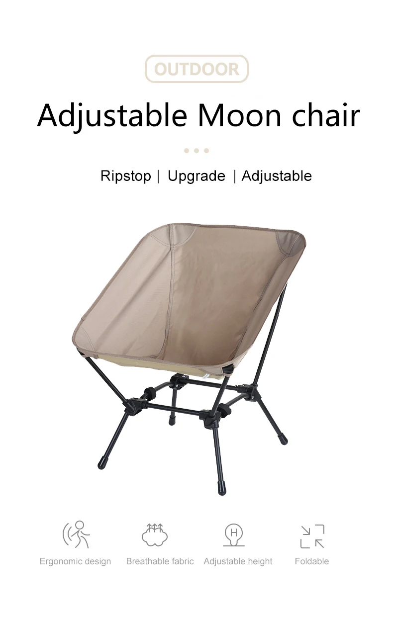 Qiyun Lightweight Portable Camping Chair Metal Folding Moon Chair For
